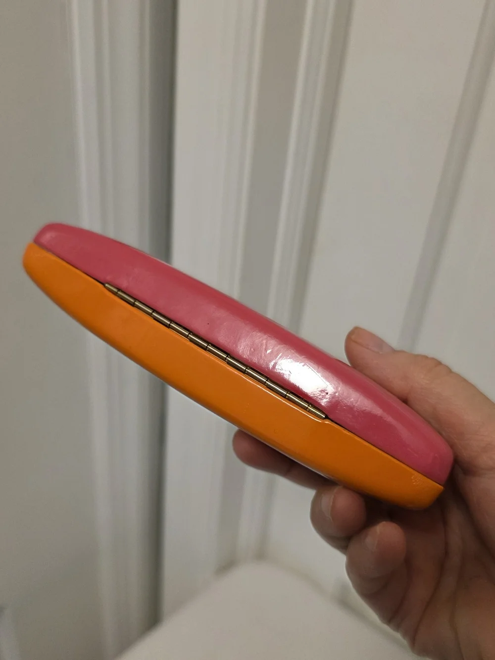 Kate Spade Pink and Orange Hard Shell Eye Glass Case with Goldtone Logo
